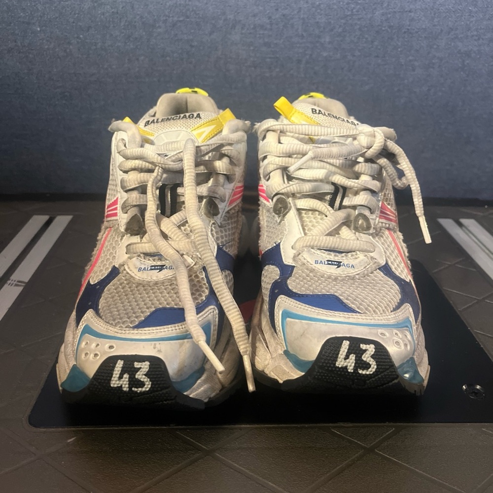 Balenciaga Kids White and Blue Sneakers